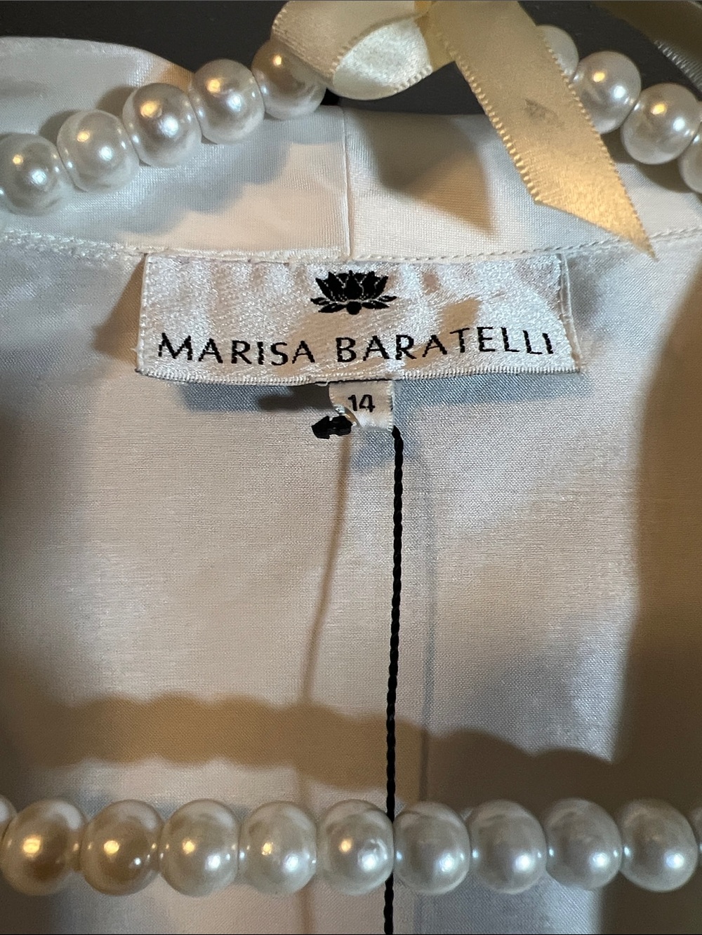 Marisa Baratelli Cream Thai Silk Button-Front Women's Blouse - Picture 6 of 7